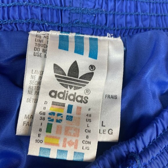 VTG 80s Adidas Track High Shorts Men's Size Large Solid Blue Trifold Polyester - Picture 9 of 10